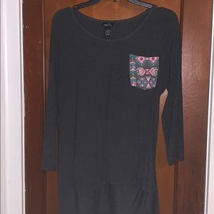 Gray Long Sleeve with Pattern Pocket